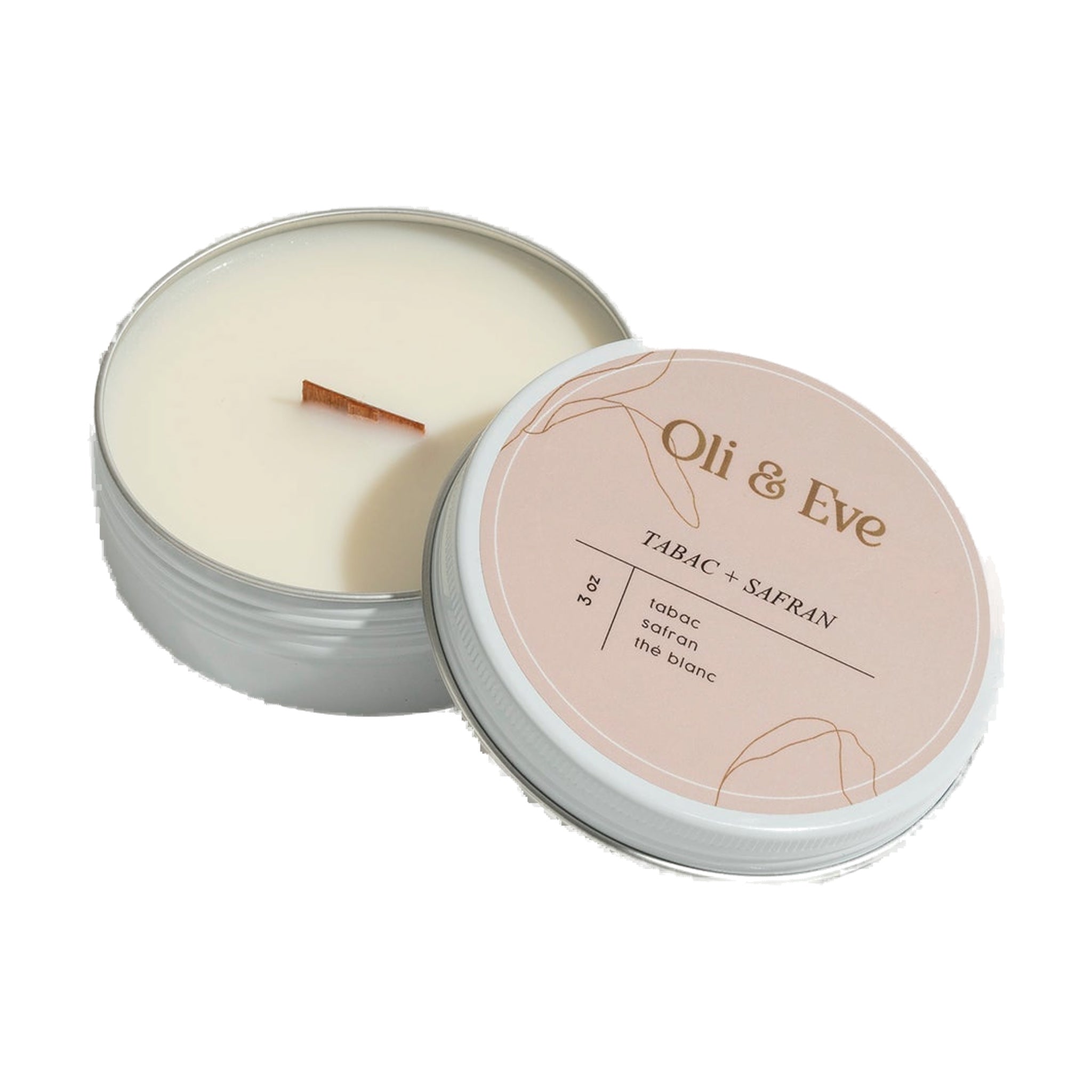 bougie oli et eve tabac safran 4oz verre