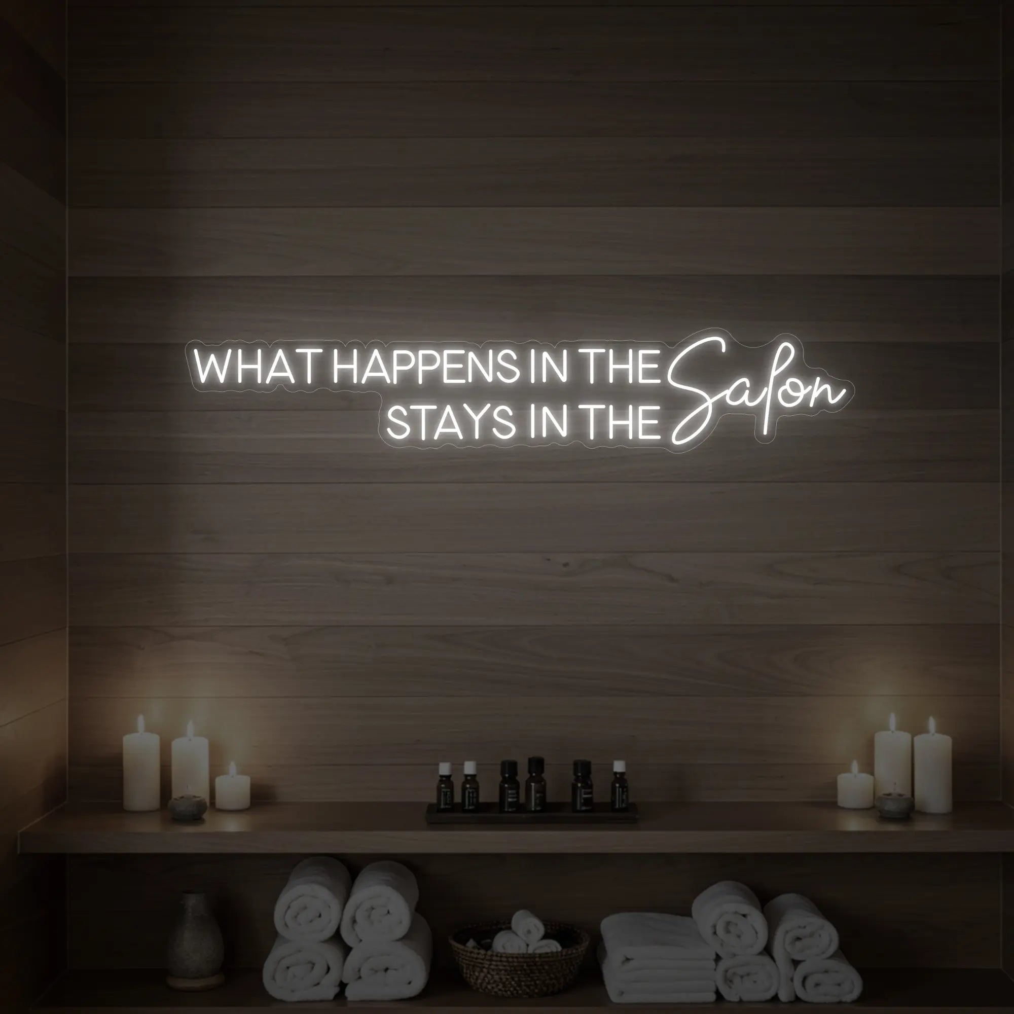 What Happens in the Salon Neon Sign