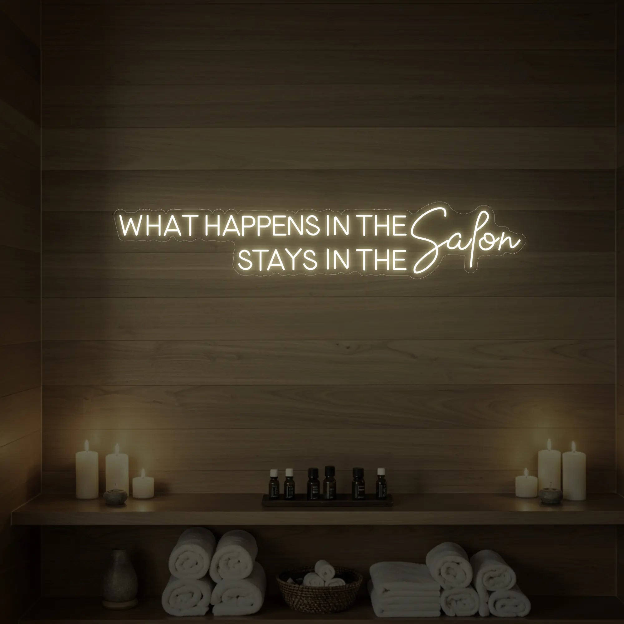 What Happens in the Salon Neon Sign