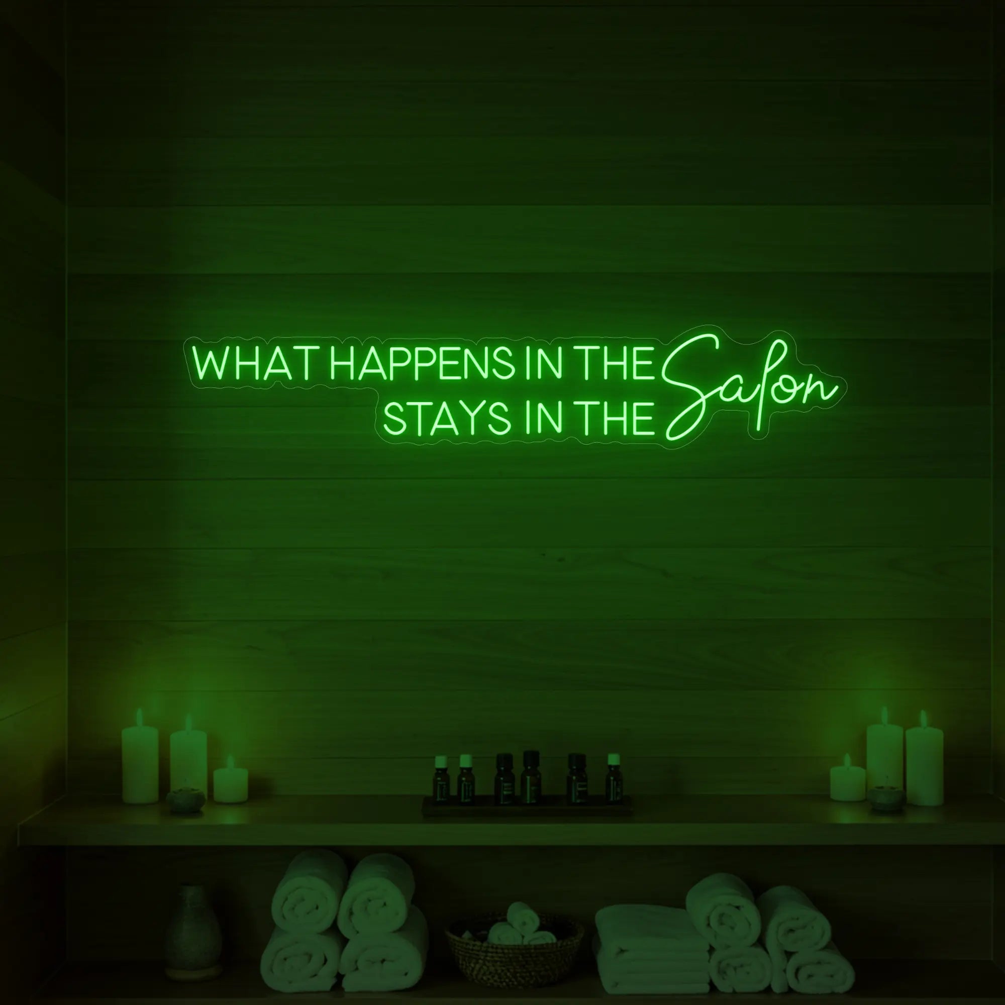 What Happens in the Salon Neon Sign