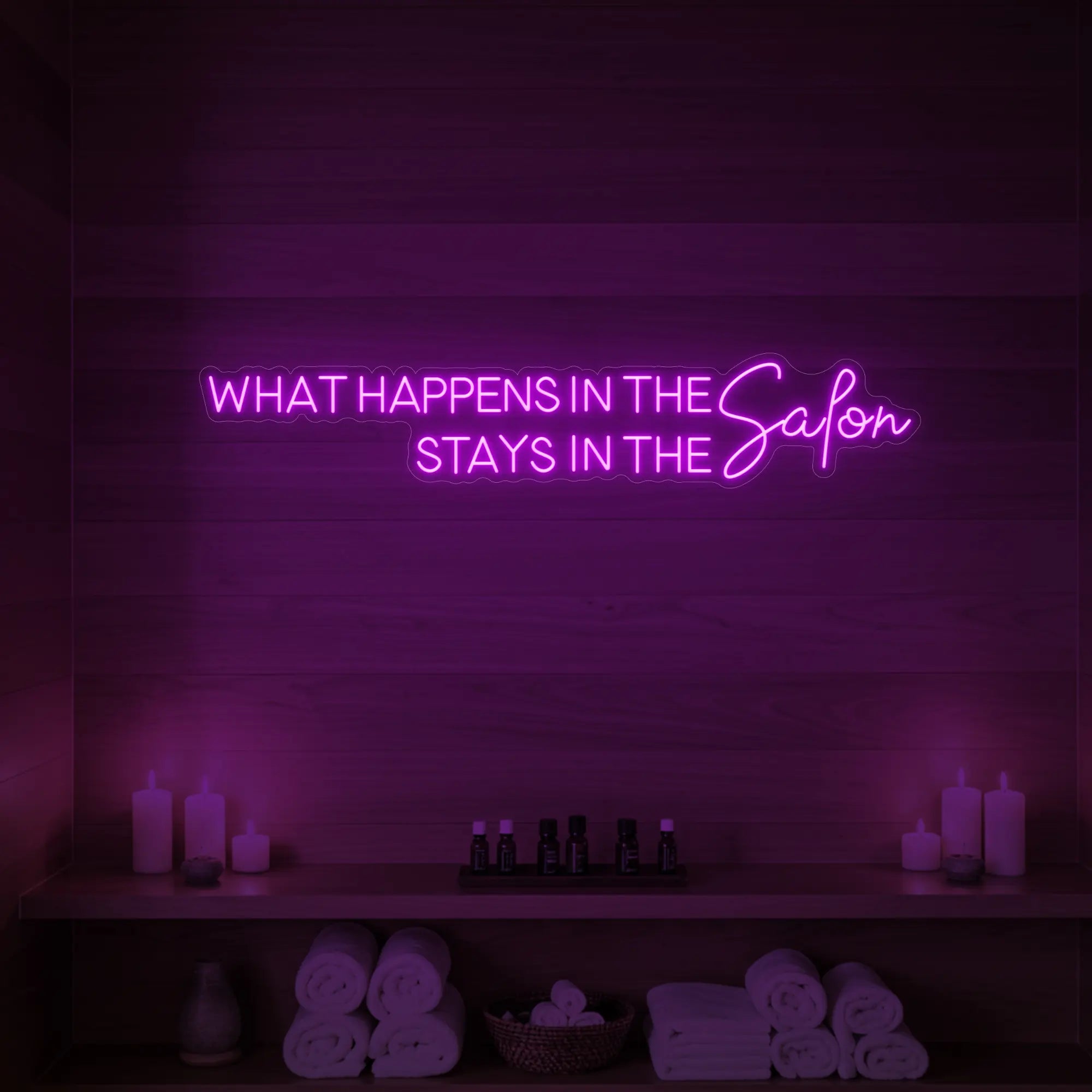 What Happens in the Salon Neon Sign