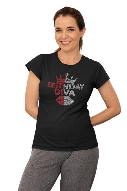 Birthday Diva Rhinestone Shirt – Sparkle Glam Birthday Bling Tee for Women | Blingdazzel