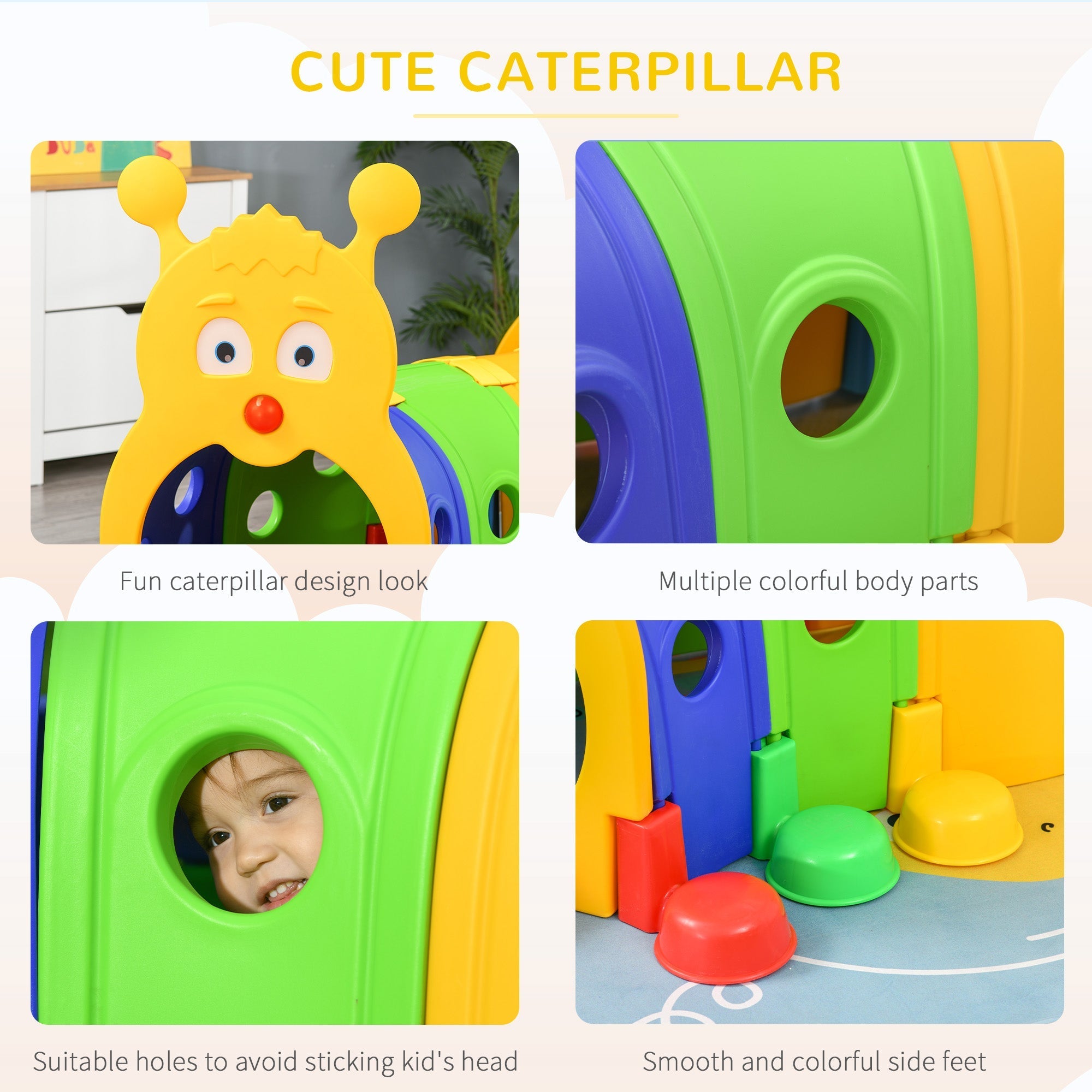 Qaba 107 Inch Kids Play Tunnel Climb-N-Crawl Outdoor Indoor Play Equipment