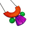 Wide Statement Earrings in Purple & Green- 