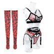 Wild Leopard Print Mesh Hollow Lingerie Stockings Charming Lingerie Set