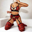 Wild Leopard Print Mesh Hollow Lingerie Stockings Charming Lingerie Set
