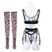 Wild Leopard Print Mesh Hollow Lingerie Stockings Charming Lingerie Set
