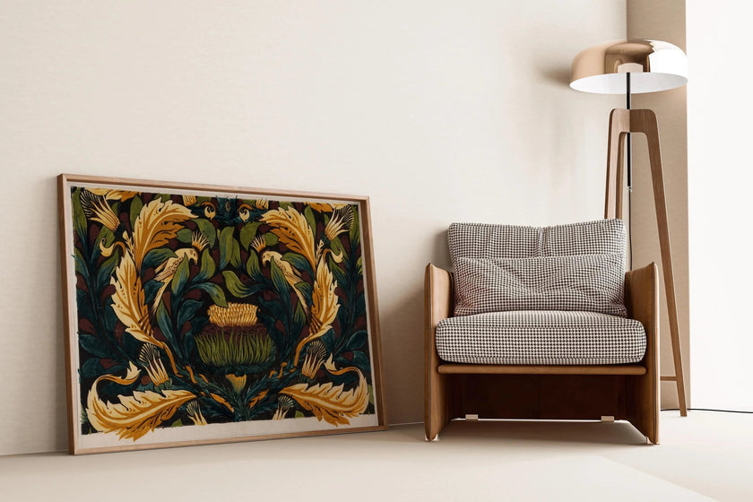 William Morris - Crowned Bird with Artichokes PRINT | A Magnificent Vintage Botanical Artwork (available handframed)