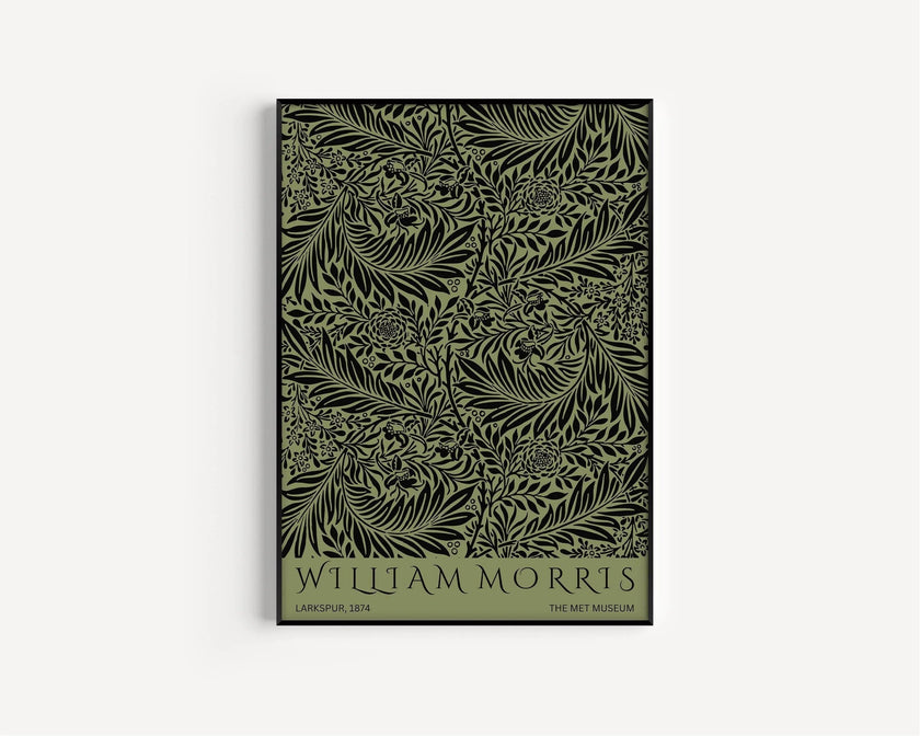 William Morris - Larkspur Green PRINT | Vintage Botanical Pattern Poster (available handframed or unframed)