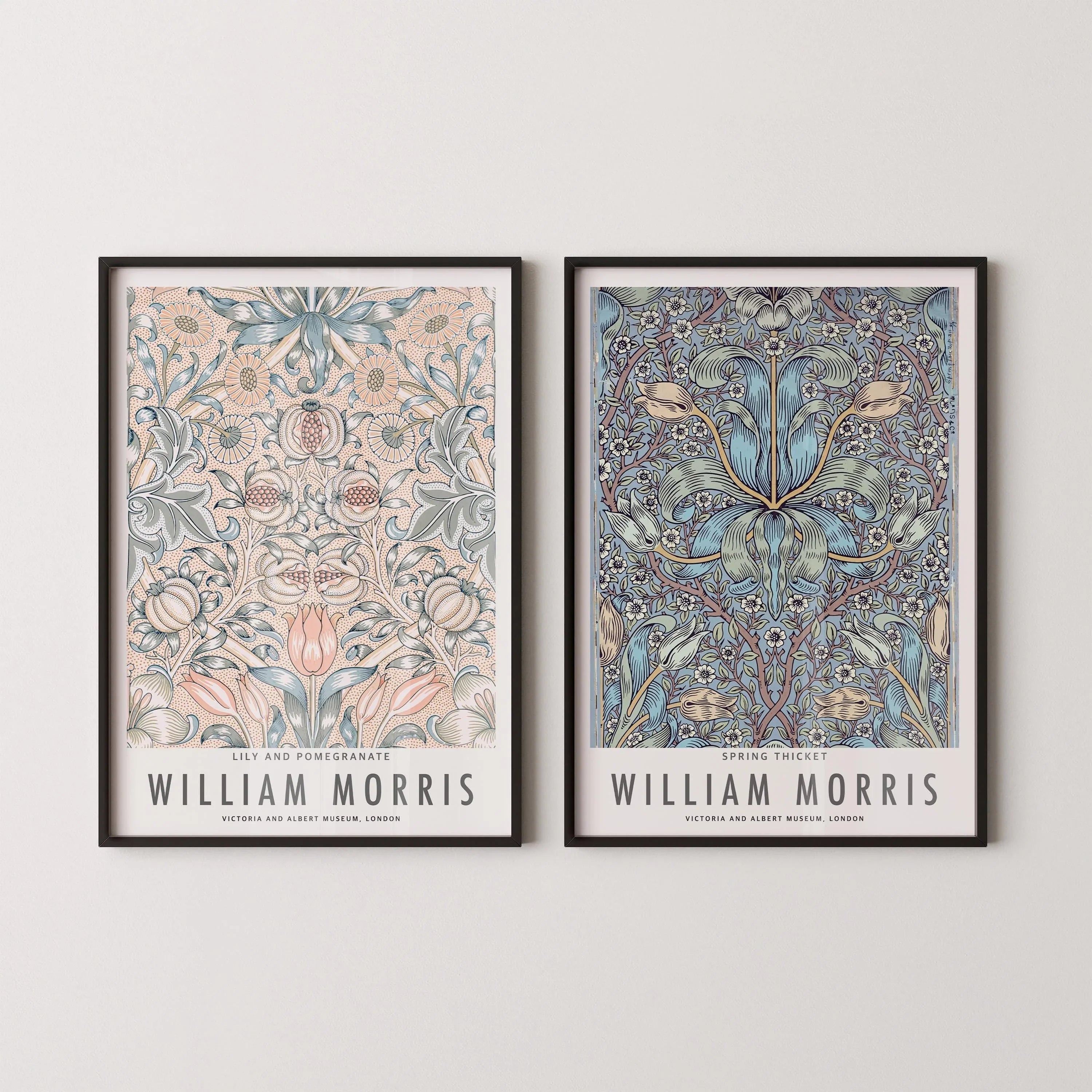 William Morris Prints: Botanical Art, Spring Thicket & Lily (Framed)