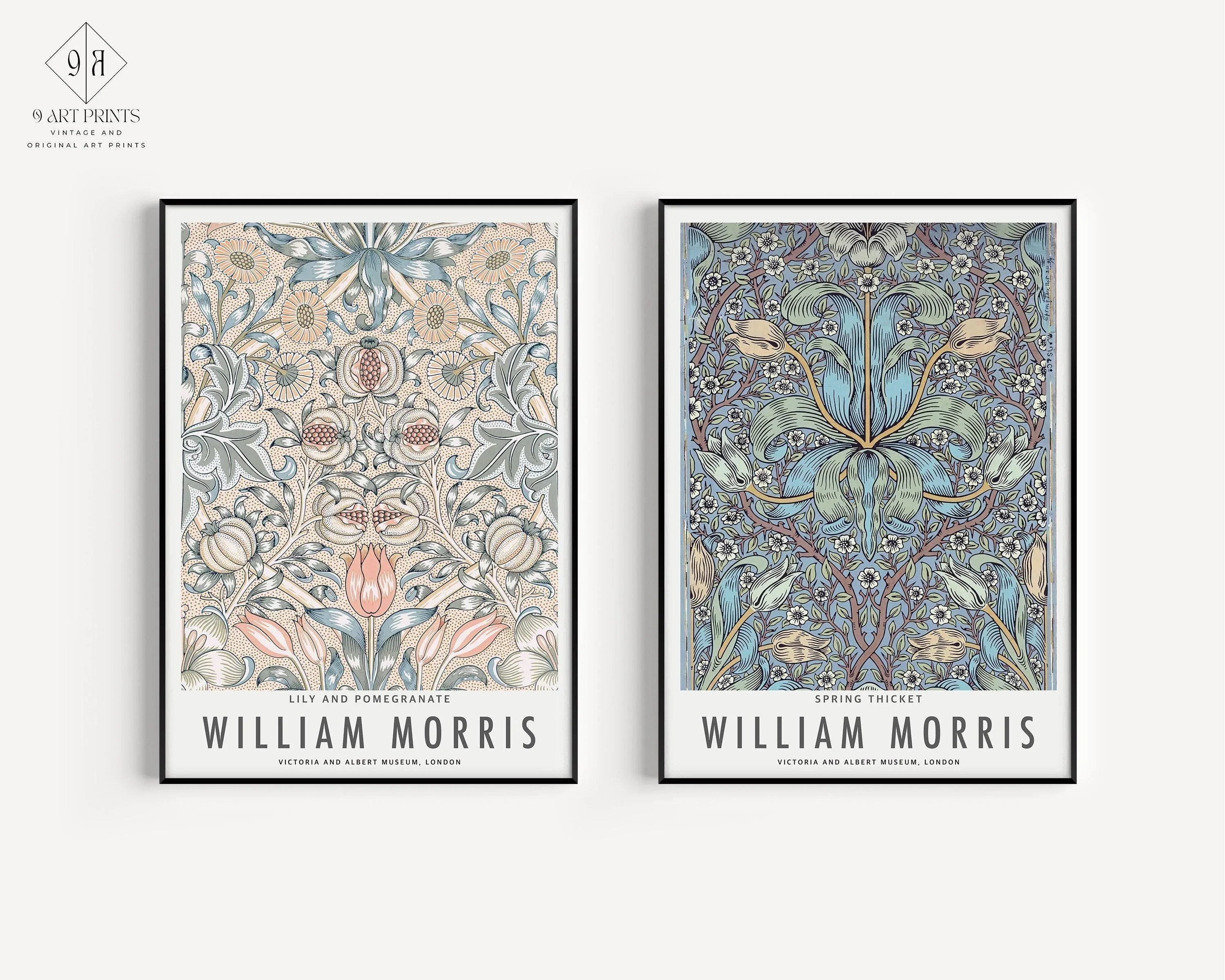 William Morris Prints: Botanical Art, Spring Thicket & Lily (Framed)