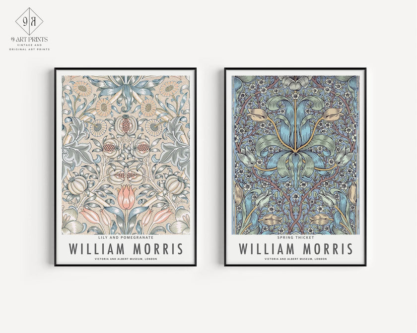 William Morris Prints: Botanical Art, Spring Thicket & Lily (Framed)