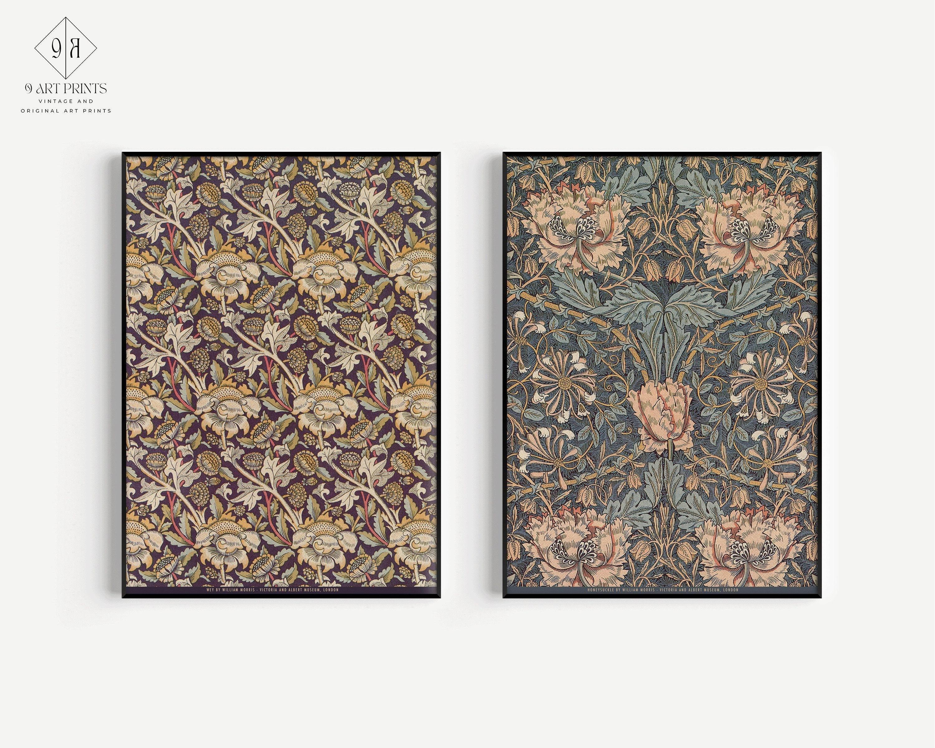 William Morris Prints: Vintage Botanical Art Duo, Framed Option