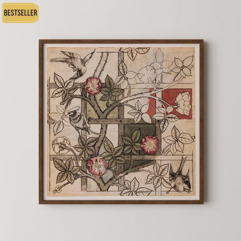 William Morris Trellis Print: Vintage Botanical Floral Art