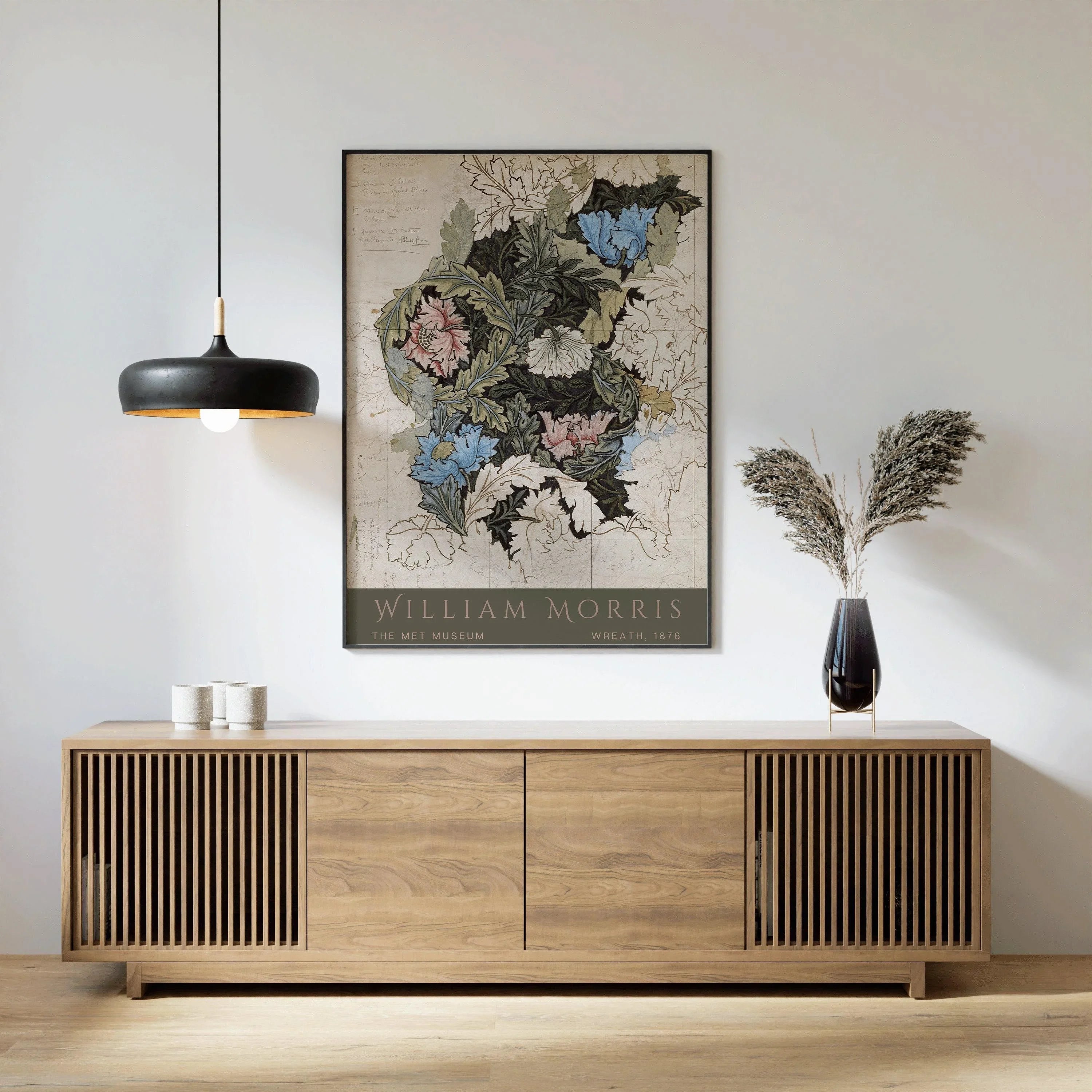 William Morris Wreath Print: Vintage Botanical Art Poster