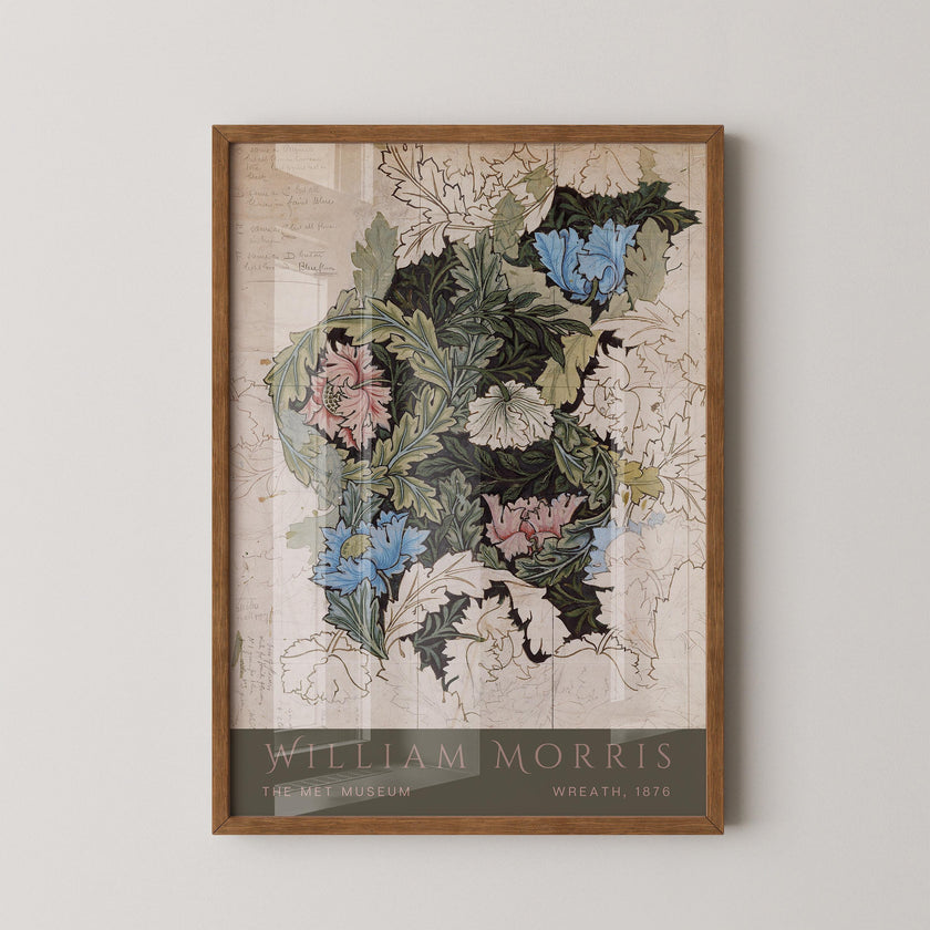 William Morris Wreath Print: Vintage Botanical Art Poster