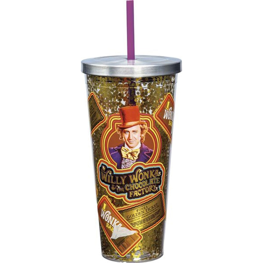 Willy Wonka 32oz Sticker Print Glitter Cup