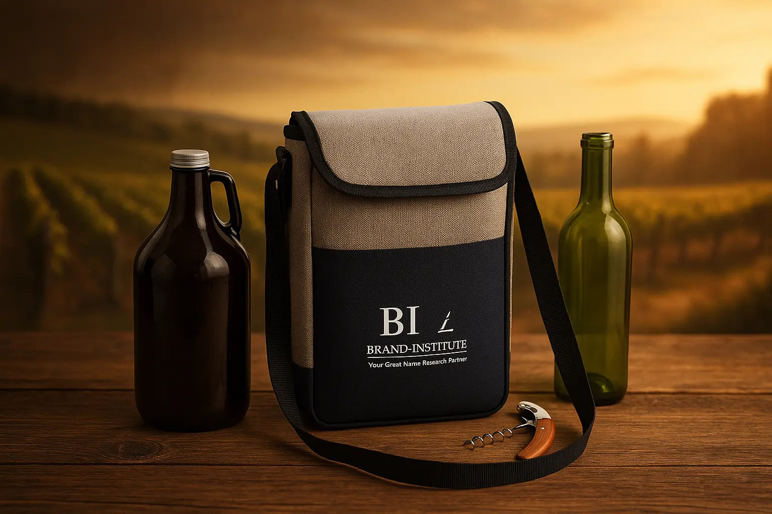 2-Bottle Wine/Growler Cooler with Corkscrew -B5310