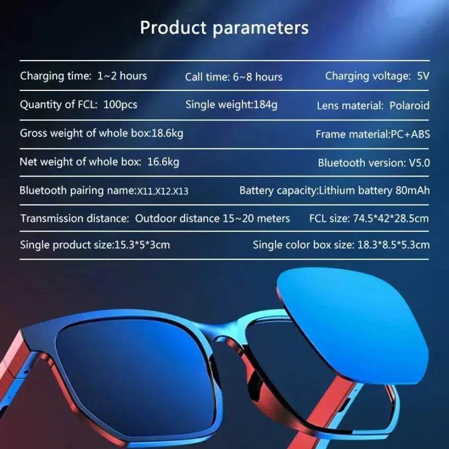 Wireless Bluetooth Smart Sunglasses Hands-free, call , music Compatible with Android iOS