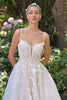 Floral lace appliqué over layered tulle