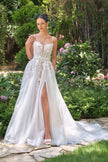Floral lace appliqué over layered tulle