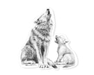 Wolf howling with cub Sticker for Water Bottle, Agenda or Computer