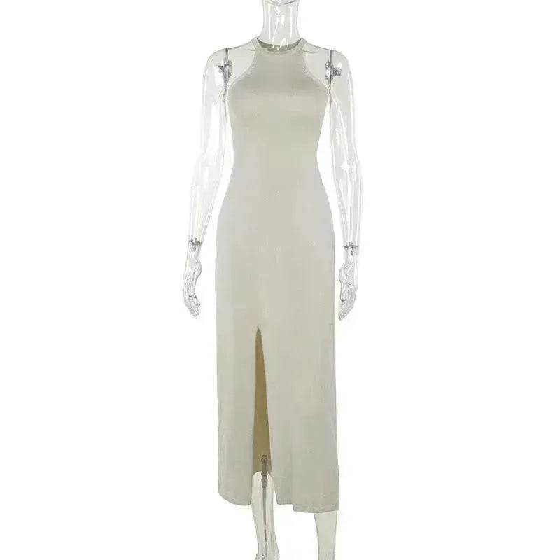 Women Fashion Halter Split Sleeveless Charming Slim Fit Dress