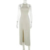Women Fashion Halter Split Sleeveless Charming Slim Fit Dress