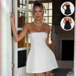 Women Fashion Tube Dress Summer Solid Color Backless Slim Short Party Dress