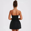 Women Fashion Tube Dress Summer Solid Color Backless Slim Short Party Dress