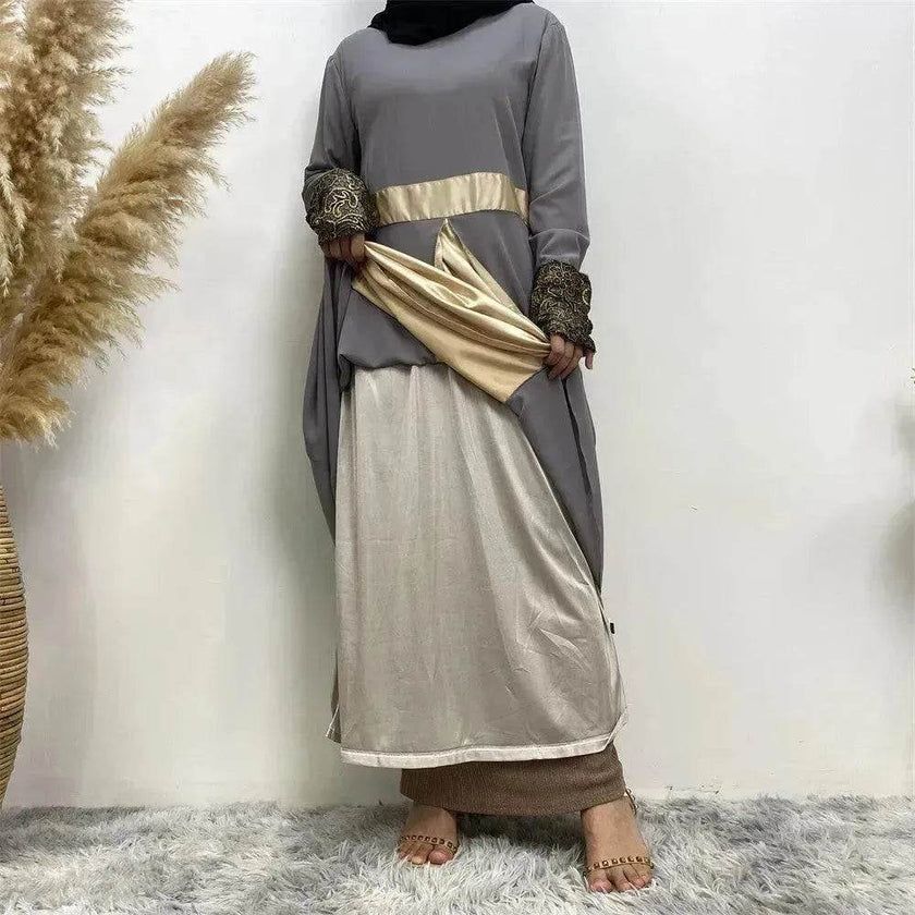 Women's Arab  Patchwork Long Sleeved Dress