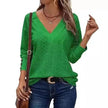 Women's Casual V-neck Long Sleeved Lace Casual Embroidered Shirt top