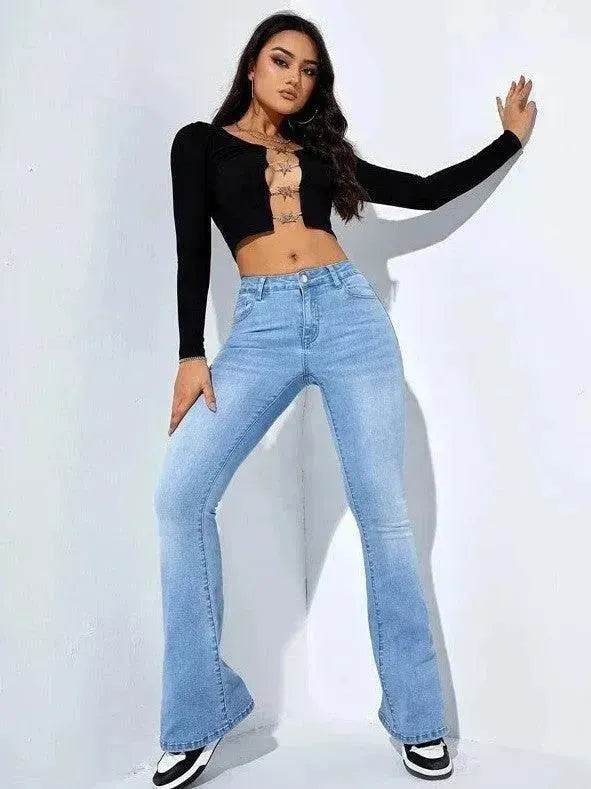 Women's Fashion Casual High Waist Slim-fit Stretch Jeans Pant Trousers