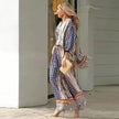 Women's Loose Printed Two-Piece Set – Top & Pants | Blue