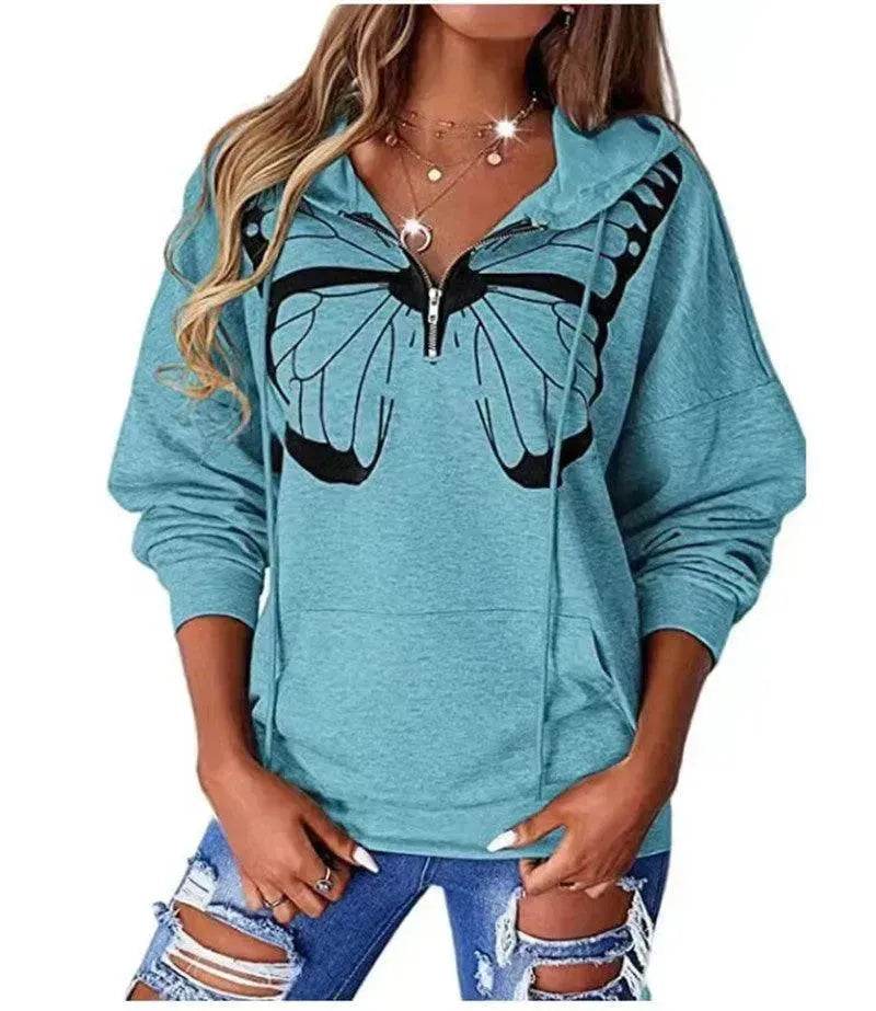 Women's Fashion Patchwork Print Hooded Loose Sweatshirt