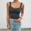 Women's Fashion Solid Color Slim-fit Twist Strap Top