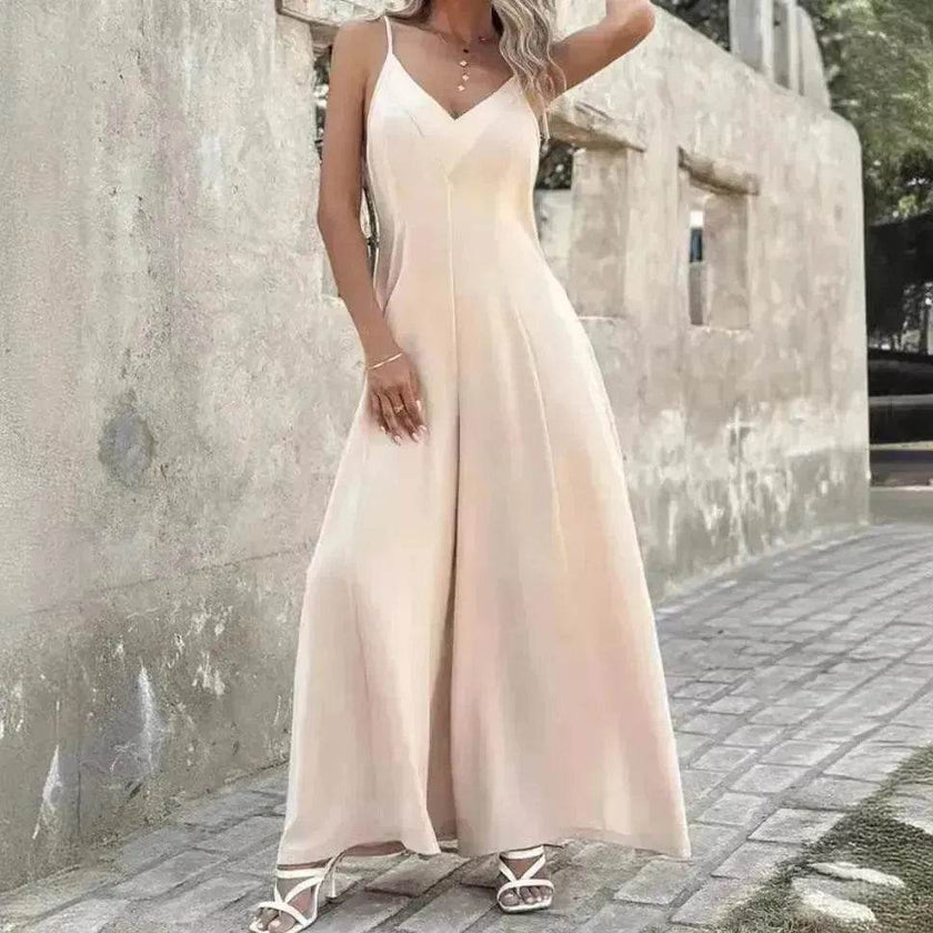 Women's Fashion Suspenders V-neck Loose Jumpsuit