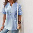 Women's Fashion V-neck Asymmetric Stripes Patchwork Top