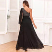 Women's Fashionable Sequin Spliced Long Sleeve Evening Gown