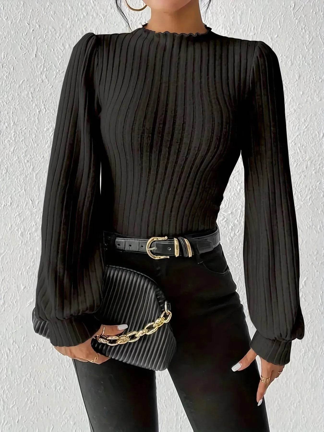 Women's French-style Long-sleeved Knitted Jumpsuit Top