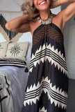 Women's Halterneck Printed Expansion Skirt For Vacation Beach Dress