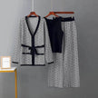 Women's Inverness V-neck Base Knitwear Wide-leg Trousers Three-piece Set