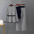 Women's Inverness V-neck Base Knitwear Wide-leg Trousers Three-piece Set