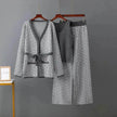 Women's Inverness V-neck Base Knitwear Wide-leg Trousers Three-piece Set