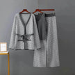 Women's Inverness V-neck Base Knitwear Wide-leg Trousers Three-piece Set