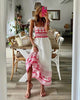 Women's Lace Up Printed Elastic Long Dress