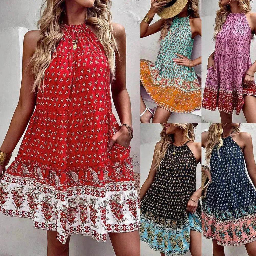 Women's Printed Wear Bohemian Casual Vacation Beach Style Independent Station Skirt