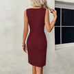 Women's Round Neck Slim-fit Hollow-out Design Sleeveless Sheath Summer Midi Dress for Evening Party Cocktail Party