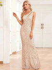 Women's Sequin Fully Lined Back Zip Evening Gown
