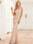 Women's Sequin Fully Lined Back Zip Evening Gown